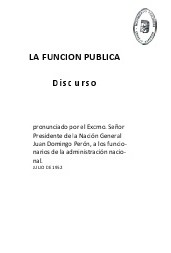 La Funcion Pública - Discurso - Juan Domingo Perón