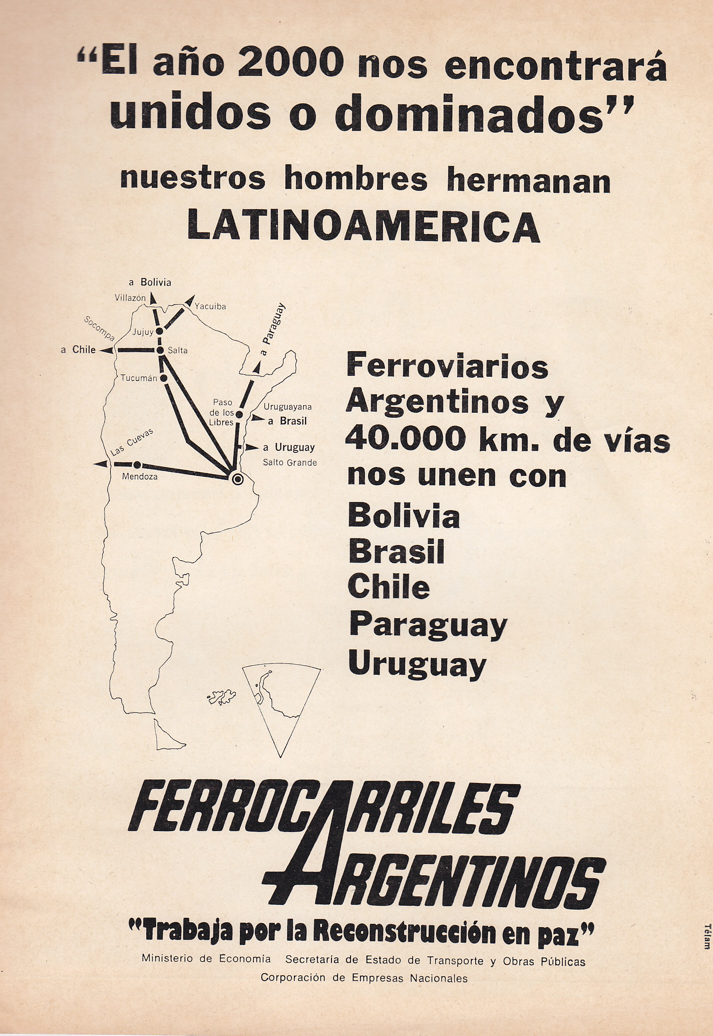 Ferrocarriles Argentinos Afiche publicidad archivoferroviario.com 1974